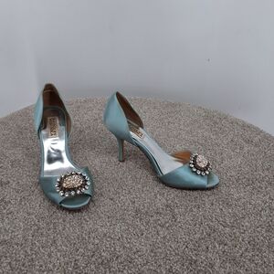 Badgley Mischka Women's Sz 8m Blue Peep-Toe Pearson Heels
